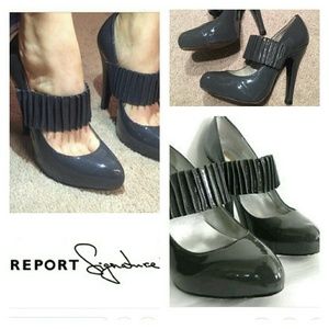 Report Signature Patent Grey Mary-Jane Heels